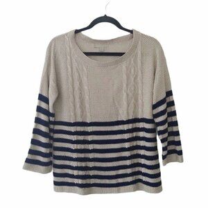 OneA Tan Navy Striped Sweater